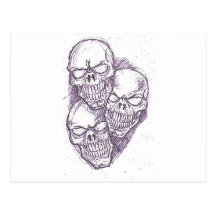 Skull Pencil Sketch Post Card