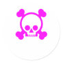 skull - pink round sticker