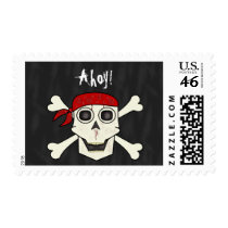 Skull Pirate Postage Stamp