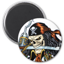 skull, skulls, pirate, pirates, sword, swords, hook, comic, art, al rio, characters, Magnet med brugerdefineret grafisk design