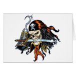 Skull Pirate with Sword and Hook by Al Rio Greeting Card