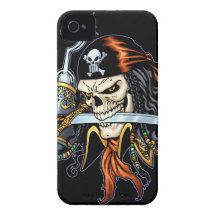 Skull Pirate with Sword and Hook by Al Rio iPhone 4 Case