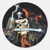 skull,, skulls,, pirate,, pirates,, gothic,, goth,, sword,, swords,, hook,, comic,, art,, al, rio,, characters, Sticker with custom graphic design