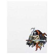 Skull Pirate with Sword and Hook by Al Rio Letterhead Template