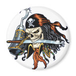 Skull Pirate with Sword and Hook by Al Rio Fridge Magnets