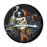 Skull Pirate with Sword and Hook by Al Rio Magnets