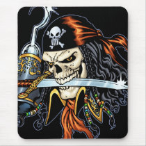 skull,, skulls,, pirate,, pirates,, gothic,, goth,, sword,, swords,, hook,, comic,, art,, al, rio,, characters, Mouse pad with custom graphic design