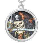 Skull Pirate with Sword and Hook by Al Rio Necklace