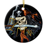 Skull Pirate with Sword and Hook by Al Rio Ornaments
