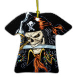 Skull Pirate with Sword and Hook by Al Rio Christmas Tree Ornament