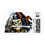 Skull Pirate with Sword and Hook by Al Rio postage
