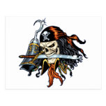 Skull Pirate with Sword and Hook by Al Rio Postcard