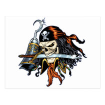 skull, skulls, pirate, pirates, sword, swords, hook, comic, art, al rio, characters, Postcard with custom graphic design