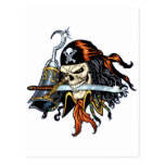 Skull Pirate with Sword and Hook by Al Rio Post Card