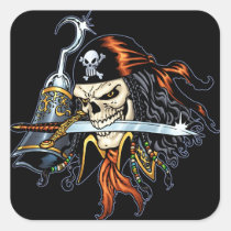 skull,, skulls,, pirate,, pirates,, gothic,, goth,, sword,, swords,, hook,, comic,, art,, al, rio,, characters, Sticker with custom graphic design