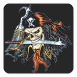 Skull Pirate with Sword and Hook by Al Rio Sticker
