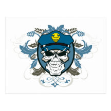 Skull Police Officer Post Card