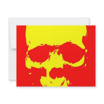 Skull Pop Art - Red & Yellow invitations