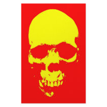Skull Pop Art - Red & Yellow Customized Stationery