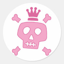 Skull Princess Round Sticker
