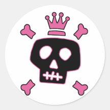 Skull Princess Round Stickers