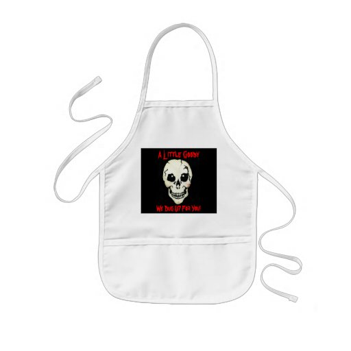 Skull Red Graveyard Shift Chef Halloween Kid Apron