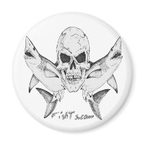 Skull Sharks by FishTs.com Fridge Magnets