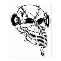 Skull Singing Americana Customizable postcards