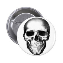 Skull Skeleton Head Scary Creepy Halloween Pinback Buttons