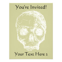 Skull Sketch. White. Custom Invite