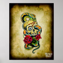 Skull Snake Roses Print