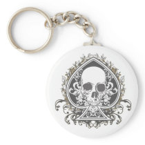 Skull Spade with gold Keychain