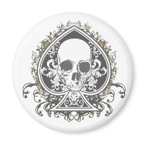 Skull Spade with gold Fridge Magnets