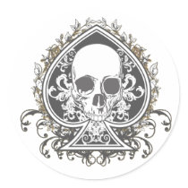 Skull Spade with gold Stickers