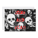 Skull Spectres B&amp;W red 'Come and Play!' invitation