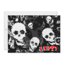 Skull Spectres B&W red 'Party' invitation