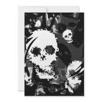 Skull Spectres B&W swirl invitation