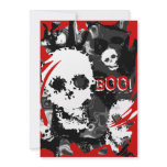 Skull Spectres B&amp;W swirl red 'BOO!' invitation