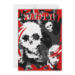 Skull Spectres B&W swirl red 'Party'  invitation