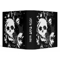 Skull Spectres B&W swirl 'Your Text' binder