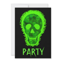 Skull Spectres Big Skull Green 'Party' invitation
