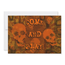 Skull Spectres Orange 'Come and Play!' invitation