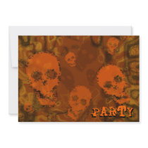 Skull Spectres Orange 'Party' invitation