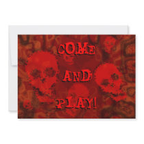 Skull Spectres Red 'Come and Play!' invitation