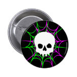 Skull & Spider Webs (Black Pink Green) buttons