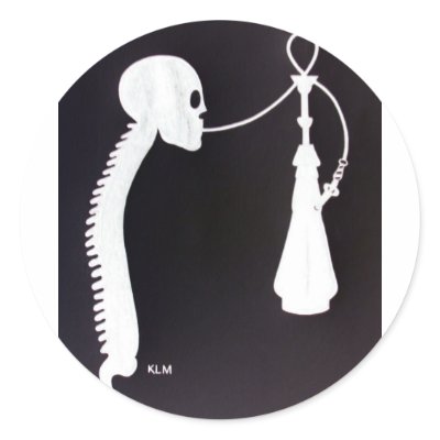 Skull&Spine w/ Hookah Round Sticker by Kenny42077