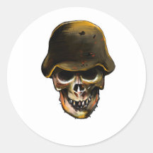 Skull Stalhelm Round Sticker