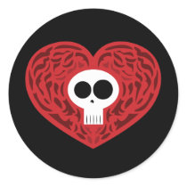 Skull Tattoo Heart Round Sticker