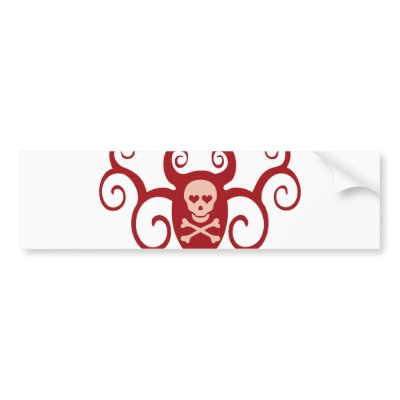Skull Tattoo Scroll Bumper Stickers by cdandc