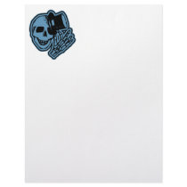 Skull Top Hat Gentleman Blue letterhead